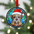 Border Terrier in Santa Hat Suncatcher Decoration